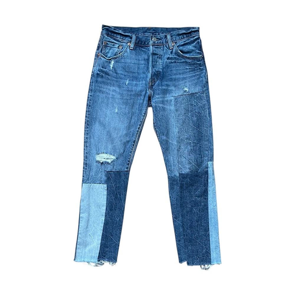 Levi’s 501 Jeans Women’s Size 27 Patchwork Raw Hem Slim Straight‎